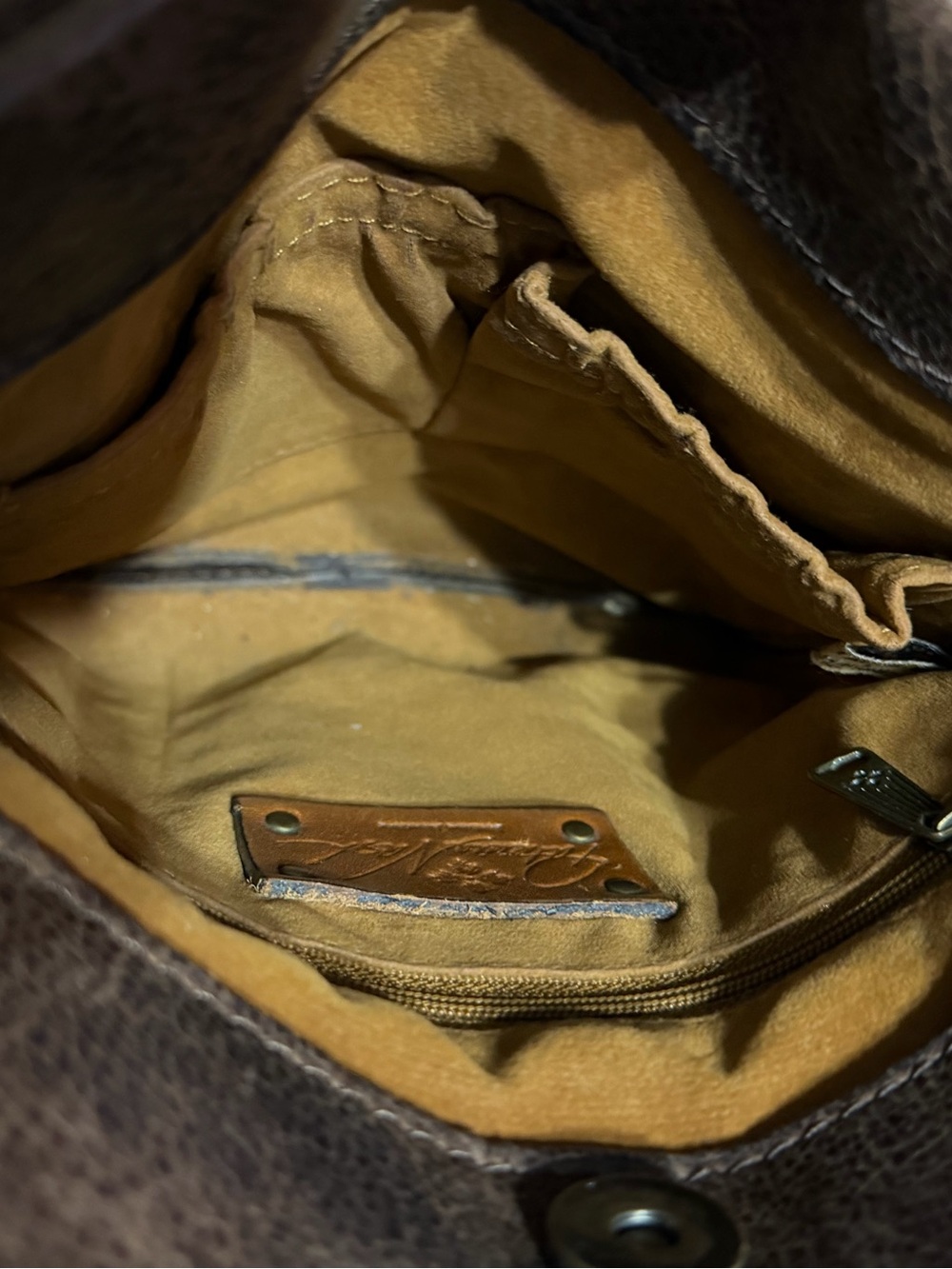 Patricia Nash Francesca Brown Leather Crossbody Purse with Embossed Medallion - Picture 10 of 13